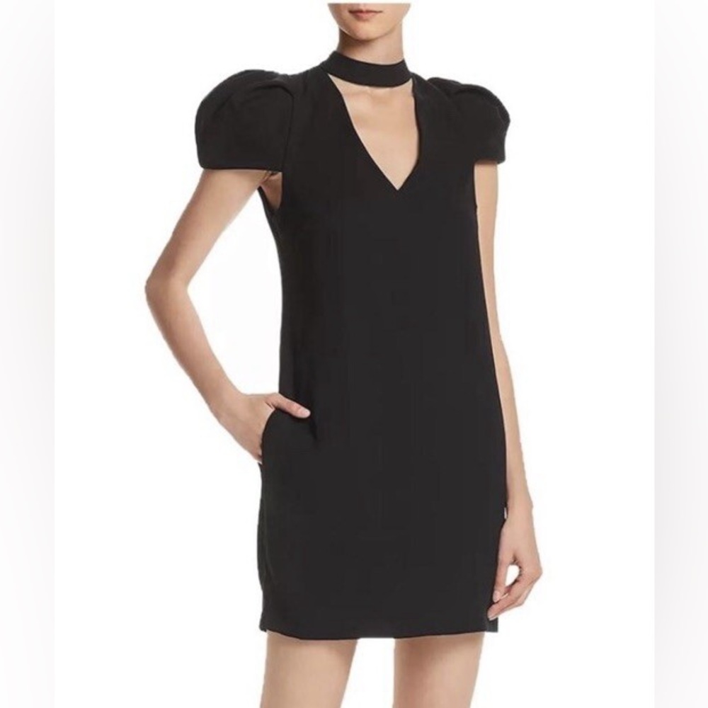 BCBGMaxAzria Black Mini Dress with Puff Sleeves
